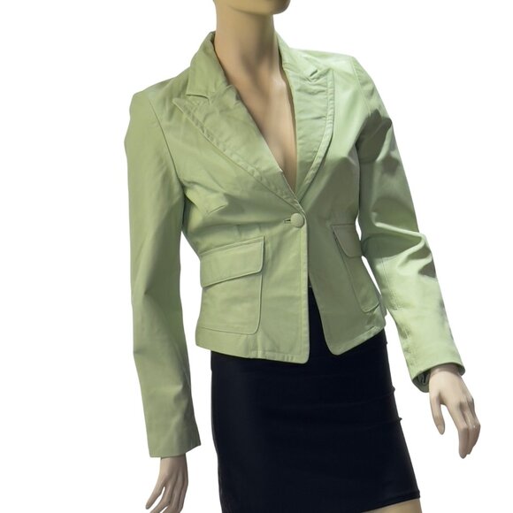 Bebe Women's Light Green Blazer Jacket Size S Cotton Blend Single Button Closure - Picture 7 of 7